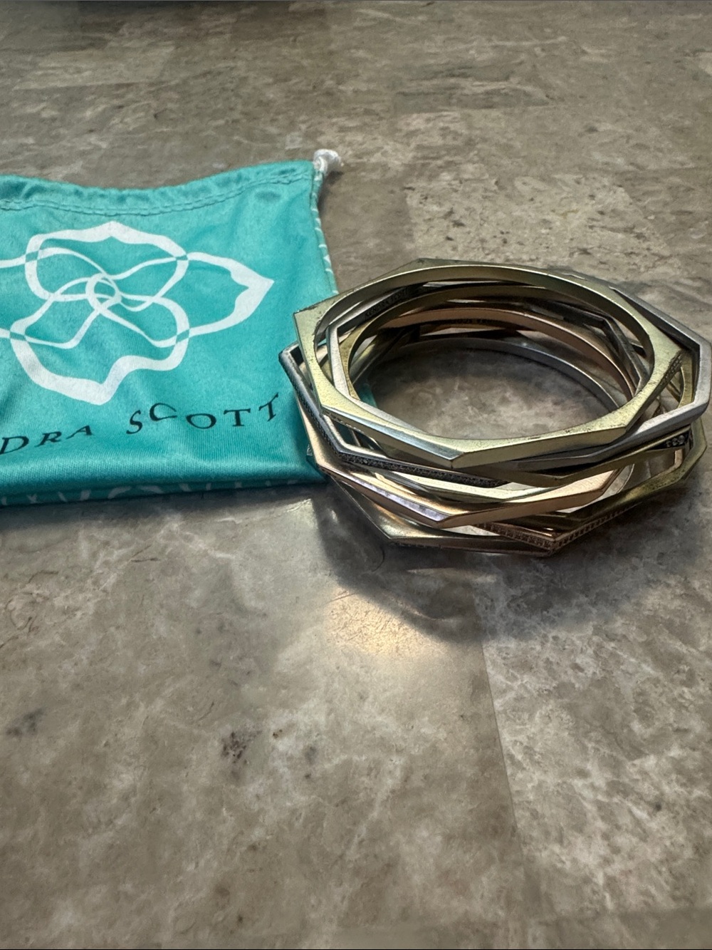 Kendra Scott Geometric Multi-Tone Bangle Set - Silver, Gold, Rose Gold